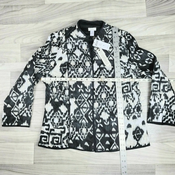 Chicos IKAT Reversible Janelle Patten Jacket Black/White Womens Size 1(Med) NWT - Picture 6 of 7